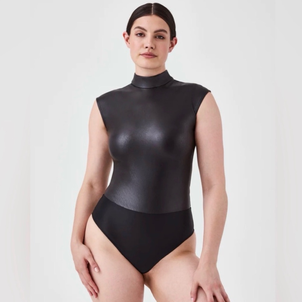 SPANX Black Textured Bodysuit